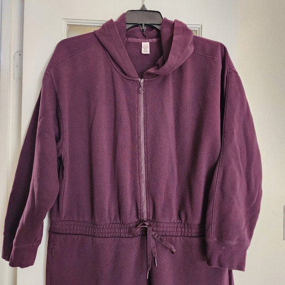 Victoria's Secret Burgundy One Piece Jumpsuit Sweatsuit Comfy Cozy Warm XXL - Picture 6 of 15